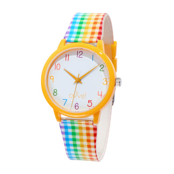 Girls Teens Colorful Gingham Analog Watch