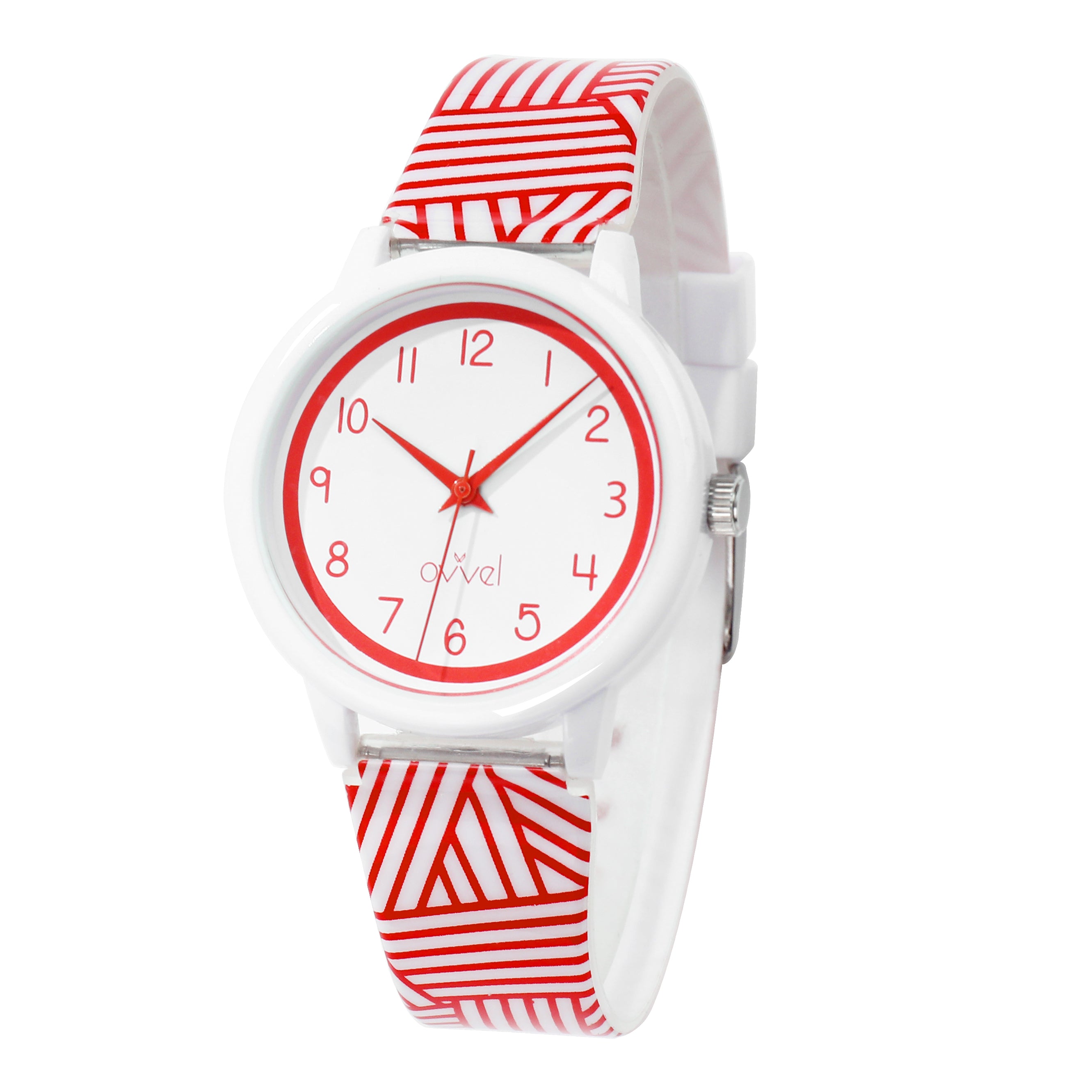 Girls Teens Red & White Analog Watch