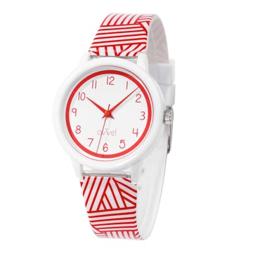 Girls Teens Red & White Analog Watch