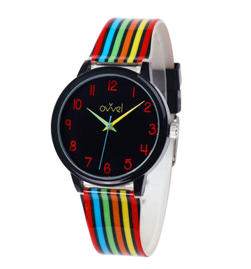 Girls Colored Stripes Analog Watch