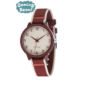 Girls Teens Ribbon Band Watch - Maroon