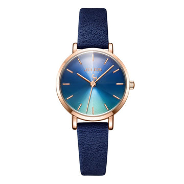 Women, Teen, Girls Analog Watch with Navy Genuine Leather Band  - Gift Box Included