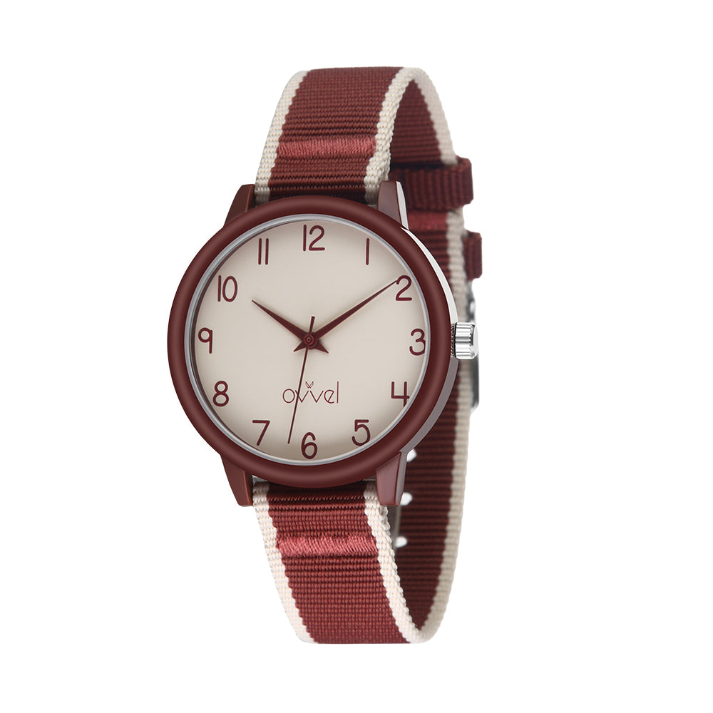 Girls Teens Ribbon Band Watch - Maroon