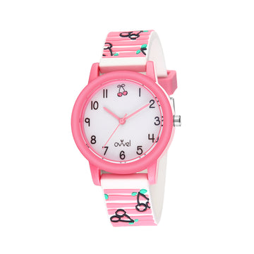 Girls Kids Teens Analog watch - Stripey Cherry