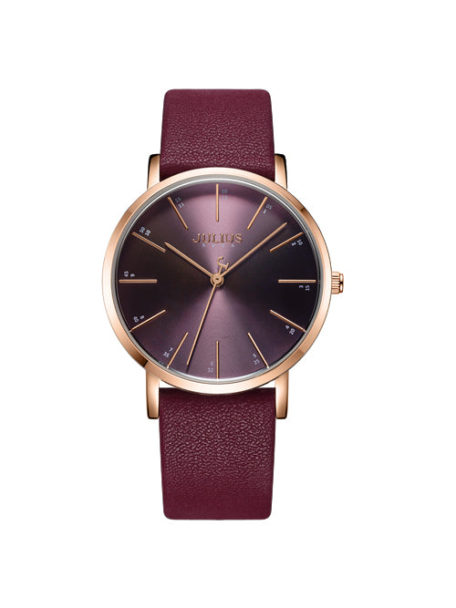 Women, Teen, Girls Analog Burgundy Watch with Burgundy Genuine Leather Band  - Gift Box Included