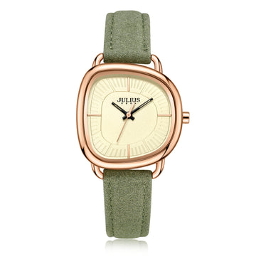 Women, Teen, Girls Analog Watch with Green Genuine Leather Band - Gift Box Included