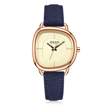 Women, Teen, Girls Analog Watch with Navy Genuine Leather Band - Gift Box Included