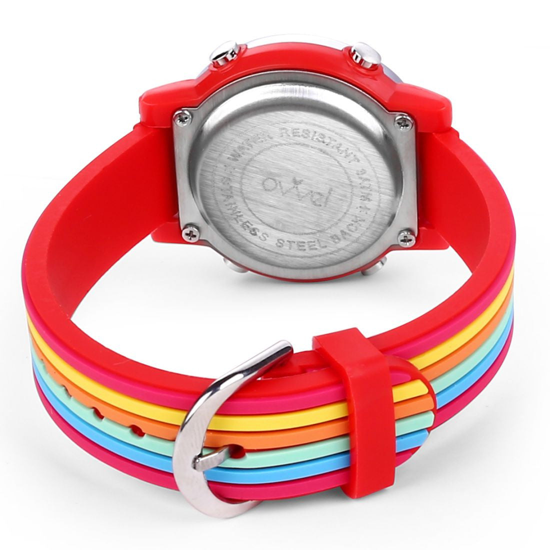Girls Digital Sports Watch with many features - Colorful Stripes