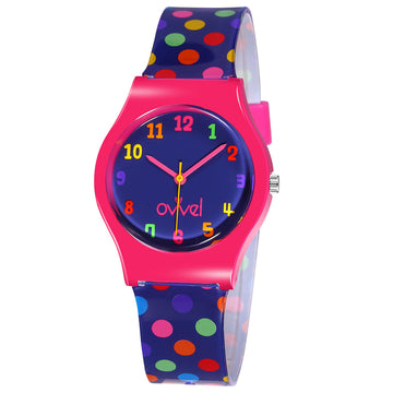 Girls Teen Analog Watch - Colorful Polka Dots