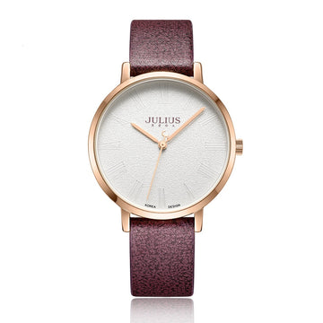 Women's Analog Watch with Burgundy Leather Band  - Gift Box Included